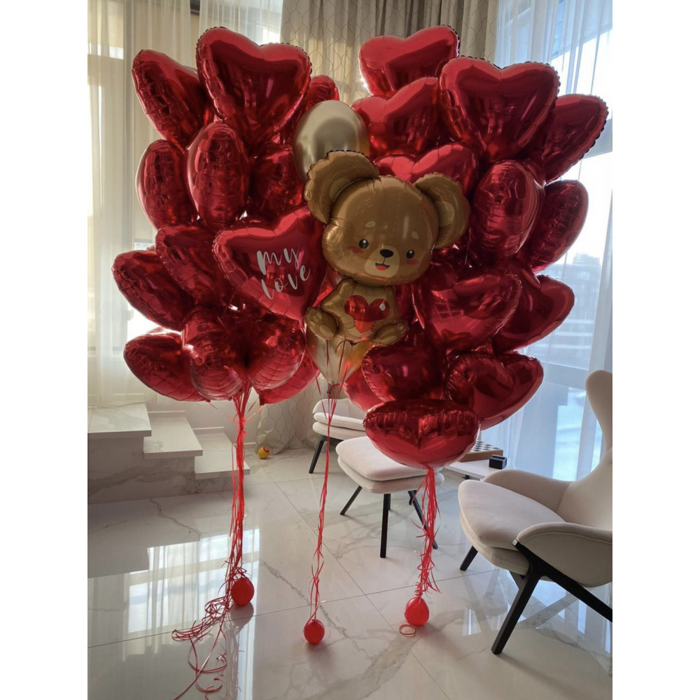 Сердце фольгированное 46см красное
