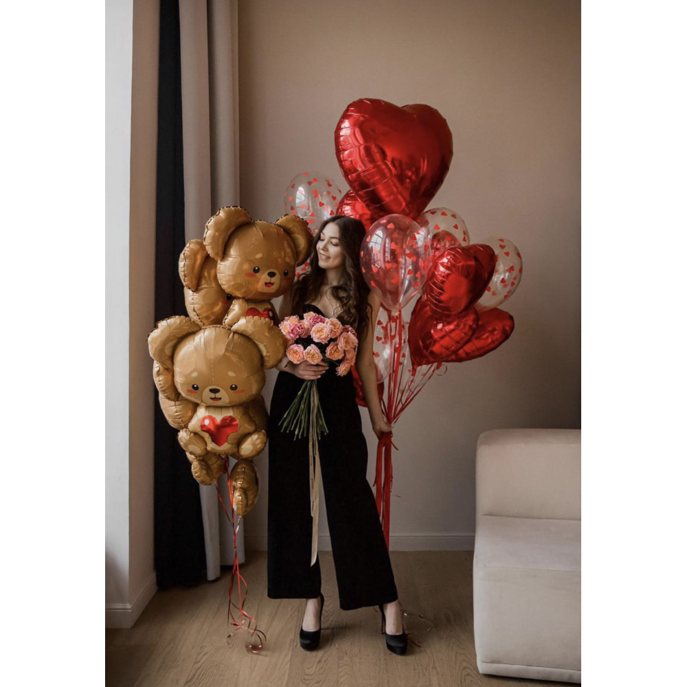 Сердце фольгированное 46см красное